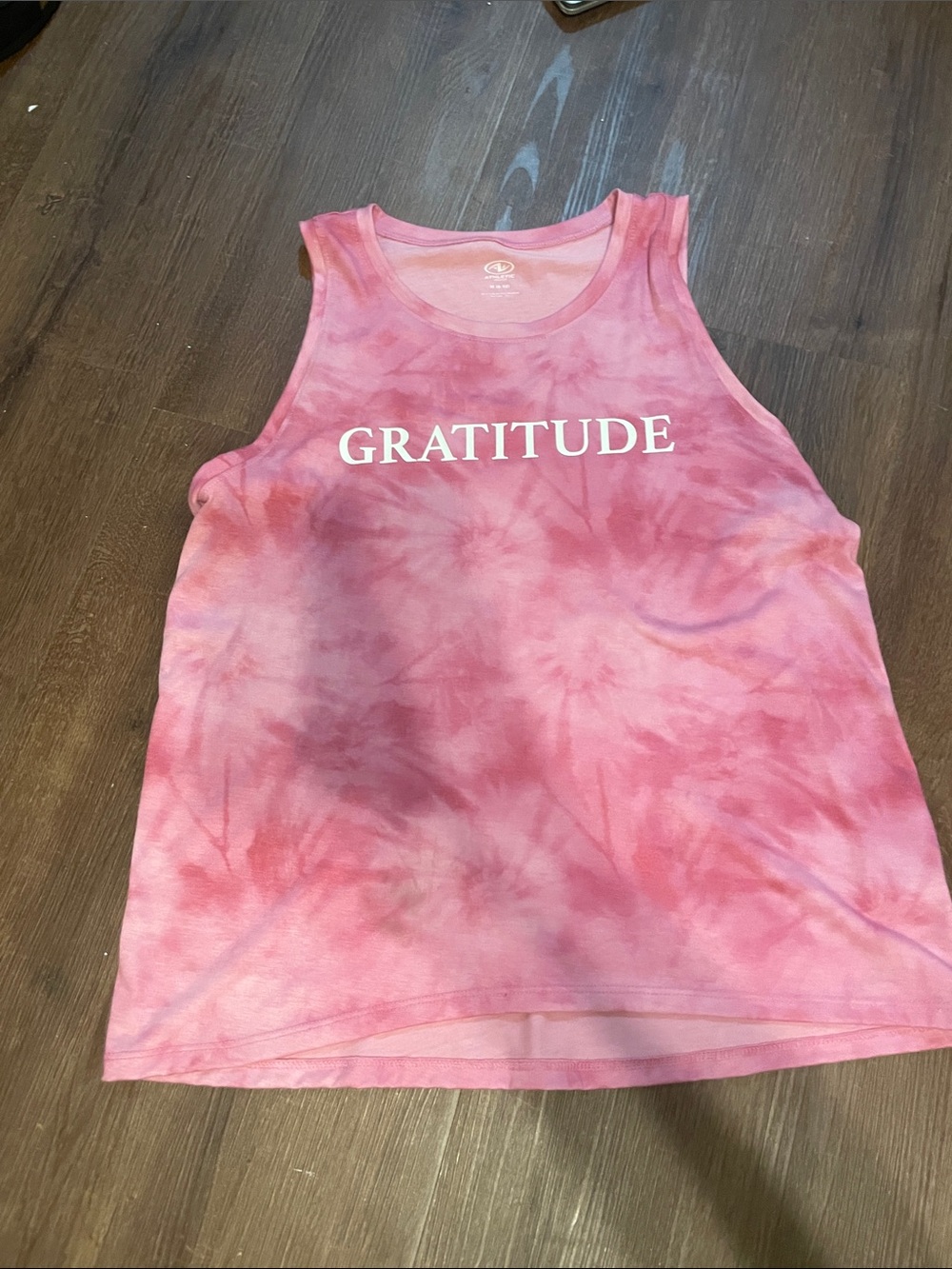 Athletic Works Pink Tie-Dye Tank Top with GRATITUDE Print